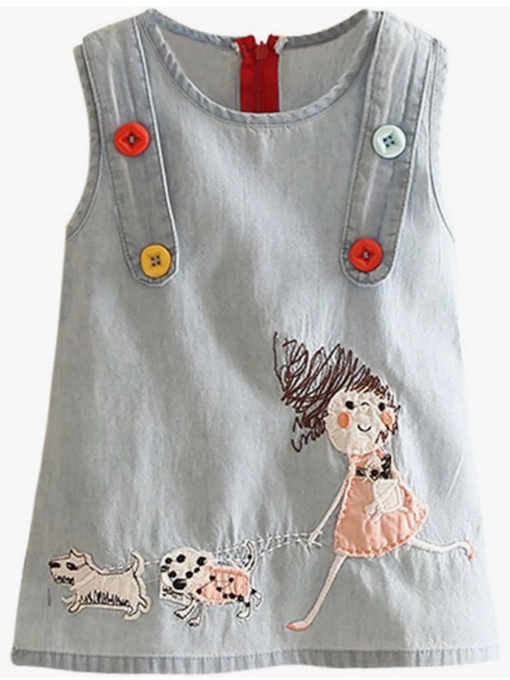 Mud kingdom Light Blue Girl's Embroidered Dog Walk Dress (Bundle kids)